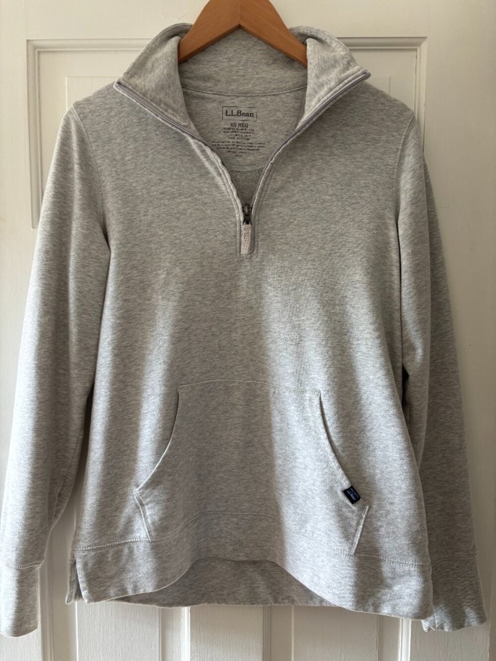 L.L. Bean Gray Pullover Quarter-Zip Sweatshirt in XS